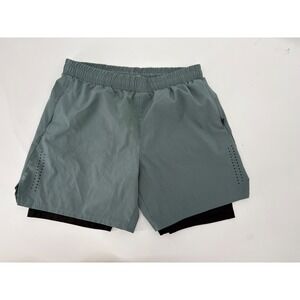 Alyth Mens 2-in-1 Athletic Running Shorts Sage Green XL Compression Liner Pocket